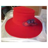 Vintage Red velvet-like stylish hat...