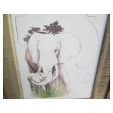 Barnwood framed exotic animal signe...