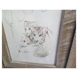 Barnwood framed exotic animal signe...