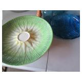 Collection of blue tone glassware a...