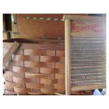 Petite wood side table, picnic bask...
