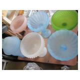 Vintage frosted stemware dishes and...