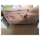 Antique Hardwood 3-drawer vanity wi...
