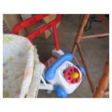 Vintage Wooden baby high chair, wic...