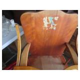 Vintage Wooden baby high chair, wic...