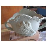 Hand painted stubby pitcher and gla...
