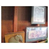 Wood heart themed doll bench, metal...
