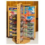 Wooden Swivel Display All New in Box including Matchbox and Johnny Lighting Cars