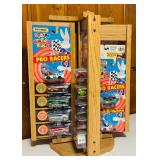 Wooden Swivel Display All New in Box including Matchbox and Johnny Lighting Cars