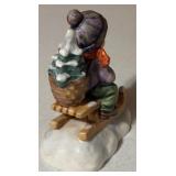 Vintage Hummels including "Ride into Christmas", "Peaceful Offering", "Skier", "Merry Wanderer" and "Lost Sheep"