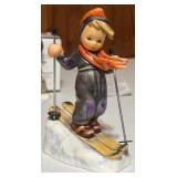 Vintage Hummels including "Ride into Christmas", "Peaceful Offering", "Skier", "Merry Wanderer" and "Lost Sheep"