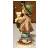 Vintage Hummels including "Ride into Christmas", "Peaceful Offering", "Skier", "Merry Wanderer" and "Lost Sheep"