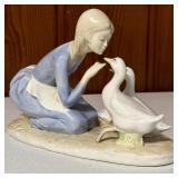 Byron Molds Girl Feeding the Ducks / Vintage Hand-Painted