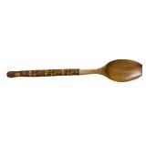 Vintage Mabini Handcraft Philippines Large Carved Wood Spoon and Tiki Design Handles