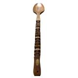 Vintage Mabini Handcraft Philippines Large Carved Wood Spoon and Tiki Design Handles