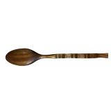 Vintage Mabini Handcraft Philippines Large Carved Wood Spoon and Tiki Design Handles