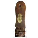 Vintage Mabini Handcraft Philippines Large Carved Wood Spoon and Tiki Design Handles