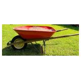 Wheelbarrow Red Metal and Wooden Handles
