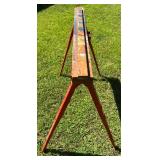 Pair of Sawhorse Legs Heavy-Duty Steel Welded Bright Orange