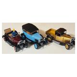 Vintage Tonka Pressed Metal Cars including "Model A Ford Roadster", "Model A Ford Pickup" and "Model A Ford Phaeton" in Display Boxes