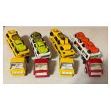 Collection of Vintage Tonka Toy Car Haulers with Die-Cast Cars