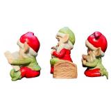 Holiday Ceramic Hand Painted Christmas Deer and Gnomes