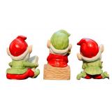 Holiday Ceramic Hand Painted Christmas Deer and Gnomes