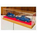 Vintage Truck & Trailer with Race Cars and Trailer Truck with Motorcycles in Display Boxes