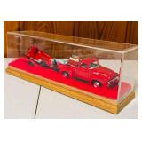 Vintage Truck & Trailer with Race Cars and Trailer Truck with Motorcycles in Display Boxes