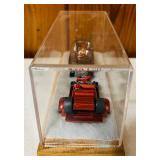 Vintage Truck & Trailer with Race Cars and Trailer Truck with Motorcycles in Display Boxes