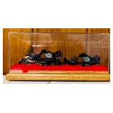 Vintage Truck & Trailer with Race Cars and Trailer Truck with Motorcycles in Display Boxes