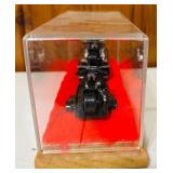 Vintage Truck & Trailer with Race Cars and Trailer Truck with Motorcycles in Display Boxes