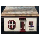 Doll House with Shingles / Not Furnished / White with Red and Flowers