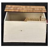Doll House with Shingles / Not Furnished / White with Red and Flowers