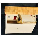 Doll House with Shingles / Not Furnished / White with Red and Flowers