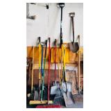 Outside Tools Including Shovels, Rakes, Brooms and More