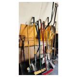 Outside Tools Including Shovels, Rakes, Brooms and More