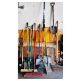 Outside Tools Including Shovels, Rakes, Brooms and More