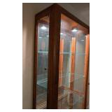 Light Up Oak and Glass Display Cabinet