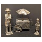 Michael Rickter Pewter Ice Cream Cart and Figurines