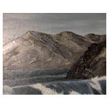 Large Framed Oil on Canvas Seascape Painting