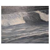 Large Framed Oil on Canvas Seascape Painting