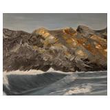 Large Framed Oil on Canvas Seascape Painting