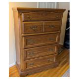 Tall Oak 5 Drawer Dresser