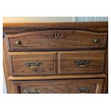 Tall Oak 5 Drawer Dresser