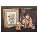 Framed Hummel Needlepoint, Figurine and Book