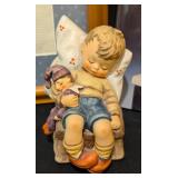 Framed Hummel Needlepoint, Figurine and Book