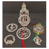 Assorted Micheal Rickter Pewter Christmas Ornaments