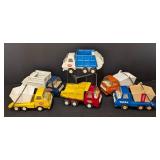 Six Vintage Tonka Diecast Garbage Dump Trucks
