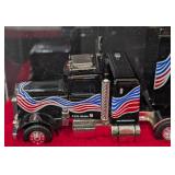 Four Beverage Diecast Semi Trucks and Cases
